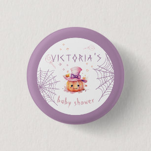 Badge Rond 2,50 Cm Baby Shower Fille d'Halloween Little Boo presque à