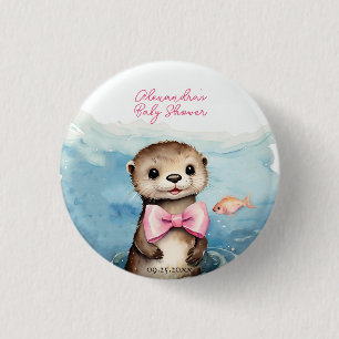 Badge Rond 2,50 Cm Baby shower fille mignonne Otter