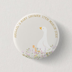 Badge Rond 2,50 Cm Baby shower Fleur sauvage d'oie d'aquarelle