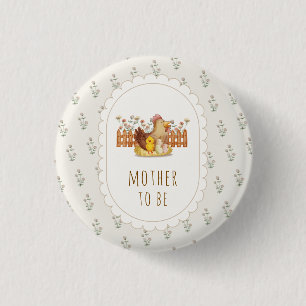 Badge Rond 2,50 Cm Baby-Shower Fleurie Poulet Maman Future