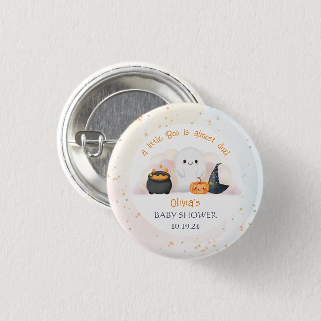 Badge Rond 2,50 Cm Baby shower Halloween Little Boo (Devant & derrière)