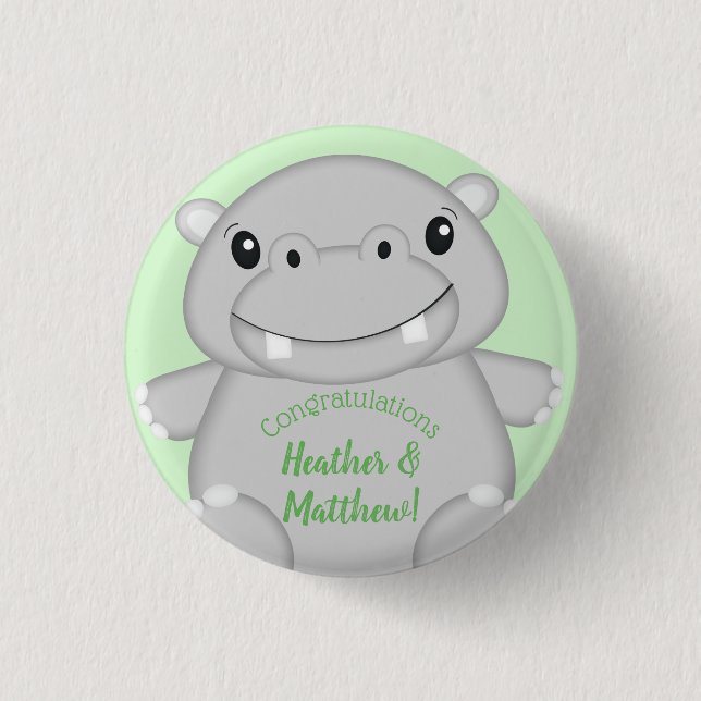 Badge Rond 2,50 Cm Baby shower Hippo (Devant)