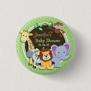 Badge Rond 2,50 Cm Baby shower Jungle mignon ; Ovales verts