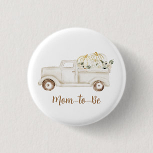Badge Rond 2,50 Cm Baby Shower Maman Future Maman Citrouille Beige Ne