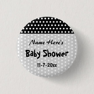 Badge Rond 2,50 Cm Baby shower, modèle de point noir et blanc de