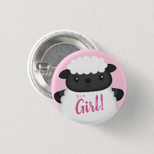 Badge Rond 2,50 Cm Baby shower mouton rose