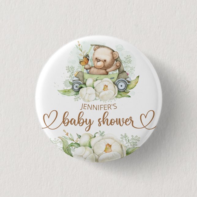 Badge Rond 2,50 Cm Baby shower ours bébé en peluche (Devant)