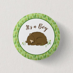 Badge Rond 2,50 Cm Baby shower Ours Brown Animaux de forêt
