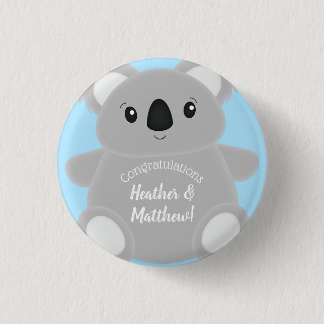 Badge Rond 2,50 Cm Baby shower Ours de Koala (Devant)