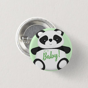 Badge Rond 2,50 Cm Baby shower Ours Panda Vert