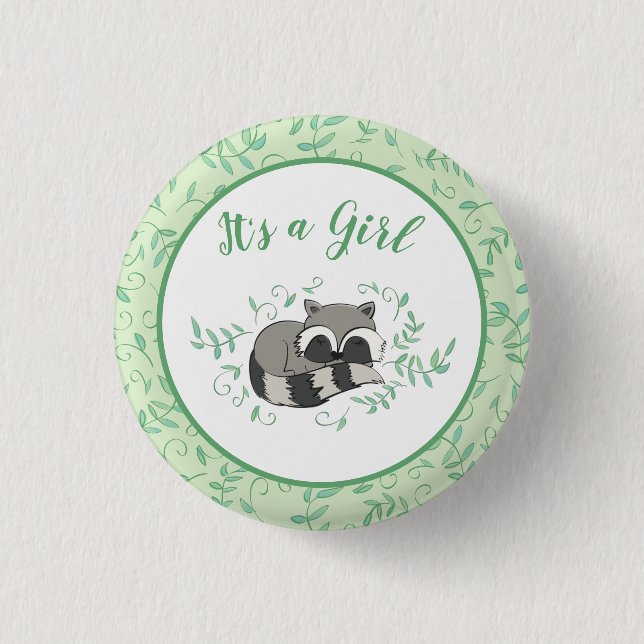 Badge Rond 2,50 Cm Baby shower Raccoon (Devant)