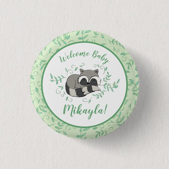 Badge Rond 2,50 Cm Baby shower Raccoon (Devant)