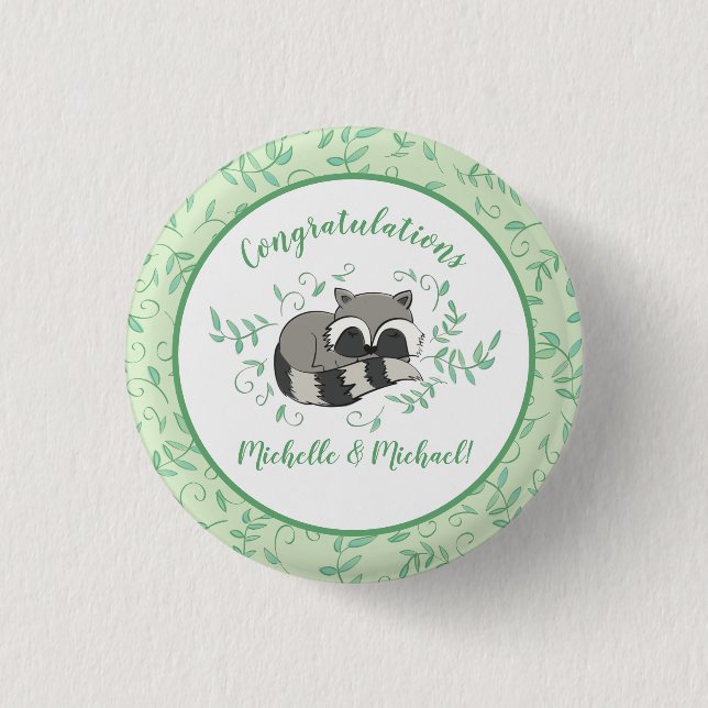 Badge Rond 2,50 Cm Baby shower Raccoon (Devant)