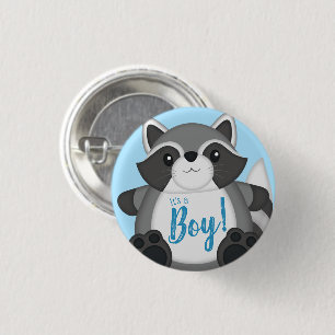 Badge Rond 2,50 Cm Baby shower Raccoon bleu