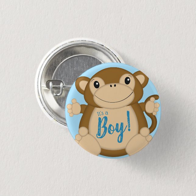Badge Rond 2,50 Cm Baby shower singe bleu (Devant & derrière)