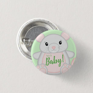 Badge Rond 2,50 Cm Baby shower souris souris vert