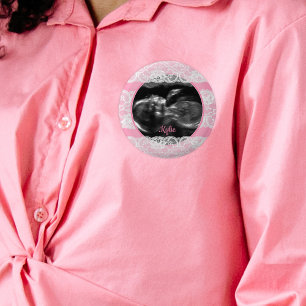Badge Rond 2,50 Cm Baby shower Ultrasonic rose