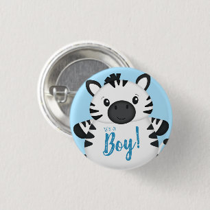 Badge Rond 2,50 Cm Baby shower Zebra bleu