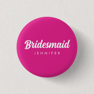Badge Rond 2,50 Cm Bachelorette Bridesmaid Nom Mariage Hot Pink