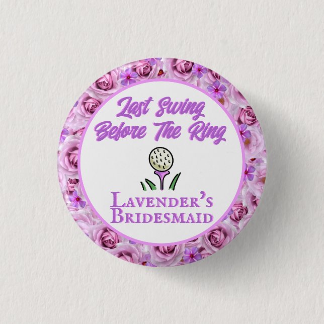 Badge Rond 2,50 Cm Bachelorette Fête ou Fête des mariées Golf Lavende (Devant)