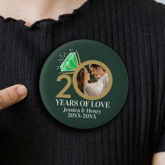 Badge Rond 2,50 Cm Bague de 20 ans de mariage vert émeraude photo