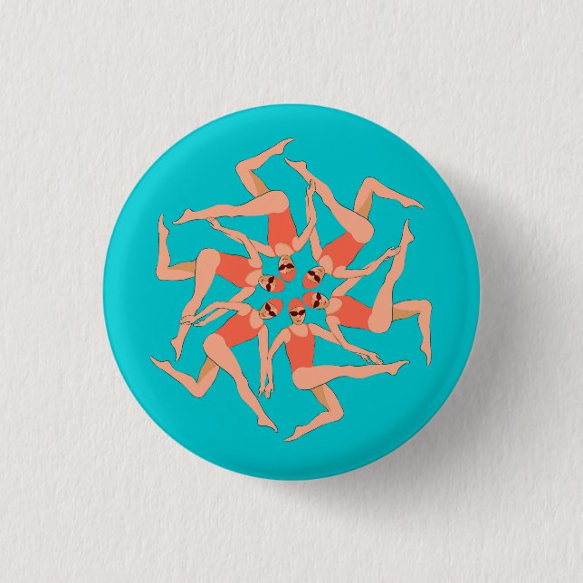 Badge Rond 2,50 Cm Baigneurs - Chorégraphie de natation synchronisée (Devant)