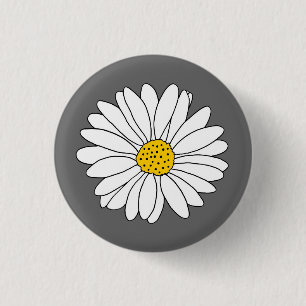 Badge Rond 2,50 Cm Baisson jaune gris et blanc