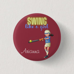 Badge Rond 2,50 Cm Balancez comme une fille Softball