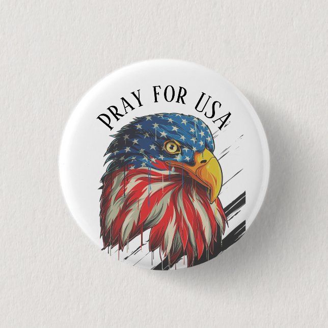 Badge Rond 2,50 Cm Bald Eagle Bird USA Drapeau Prier pour les USA (Devant)