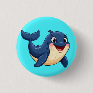 Badge Rond 2,50 Cm Baleine de dessin animé joyeuse nageant