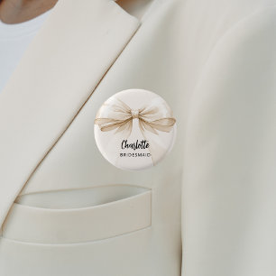 Badge Rond 2,50 Cm Balise de nom beige beige de l'arc de Bridesmaid