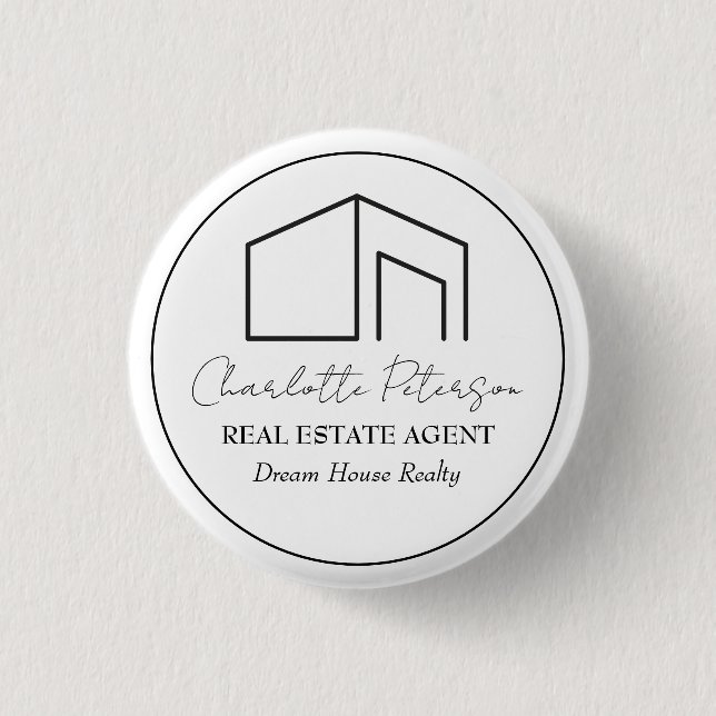 Badge Rond 2,50 Cm Balise de nom de l'agent immobilier Simple (Devant)