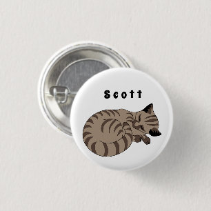 Badge Rond 2,50 Cm Balise de nom de sommeil adorable Tan Tabby Kitten