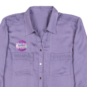 Badge Rond 2,50 Cm Balise de nom holographique personnalisée rose par