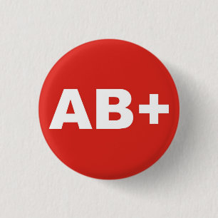 Badge Rond 2,50 Cm Balise Positive AB+ Blood Type / Groupe Rh (Rhesus