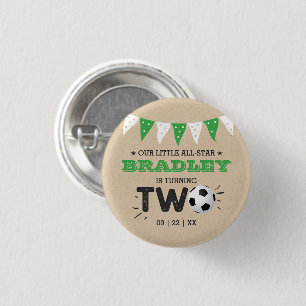 Badge Rond 2,50 Cm Balle de football étoile 2e fête d'anniversaire