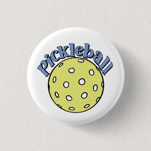 Badge Rond 2,50 Cm Balle en bleu avec balle jaune