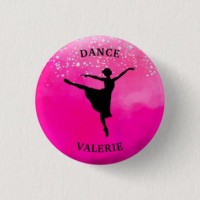 Badge Rond 2,50 Cm Ballerina Dance Pink Ombre Sparkle (Devant)