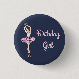 Badge Rond 2,50 Cm Ballerina en robe rose et chaussures Pointe Toe