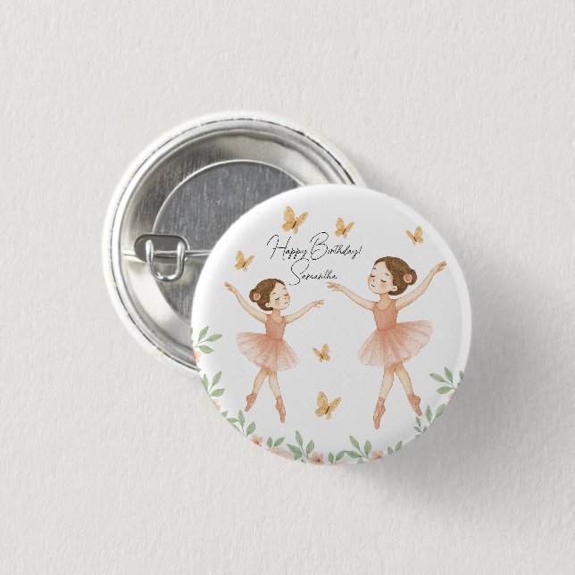 Badge Rond 2,50 Cm Ballerina personnalisée Bouton fête d'anniversaire (Devant & derrière)