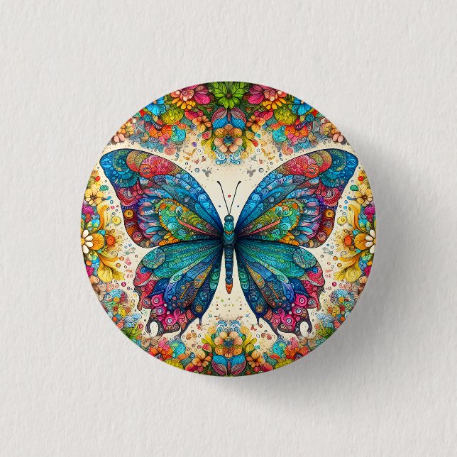 Badge Rond 2,50 Cm Ballet arc-en-ciel d'un papillon (Devant)