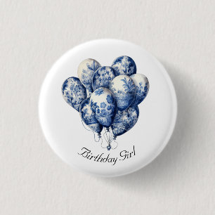 Badge Rond 2,50 Cm Ballons Bleus de Delft, personnalisables