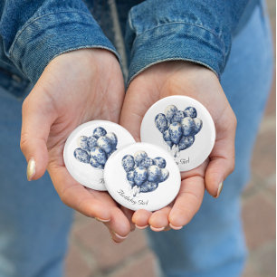 Badge Rond 2,50 Cm Ballons Bleus de Delft, personnalisables 