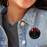 Badge Rond 2,50 Cm Ballons de parties scintillant rouge noir Quincean<br><div class="desc">Pour une Quinceañera élégante,  fête du 15e anniversaire. Un arrière - plan noir chic. Décoré avec des gouttes de parties scintillant en or rose,  l'air de la peinture goutte à goutte,  les étincelles de parties scintillant et les ballons. Personnaliser et ajouter le nom et l'âge/le texte</div>