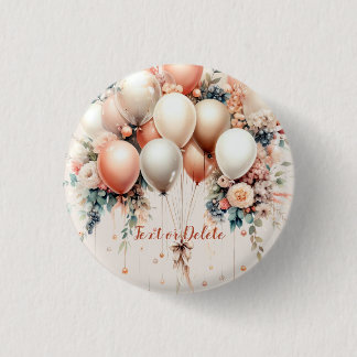 Badge Rond 2,50 Cm Ballons floraux de Pêche blanche colorée Élégante