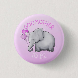 Badge Rond 2,50 Cm Balloons roses Eléphant Baby shower Godmère-à-