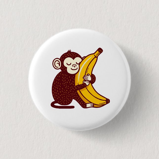 Badge Rond 2,50 Cm Banane d'amour de singe (Devant)