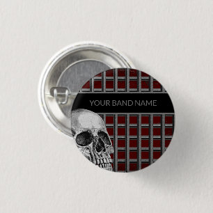 Badge Rond 2,50 Cm Bande Merch Nom personnalisé Skull Rock Roll Metal
