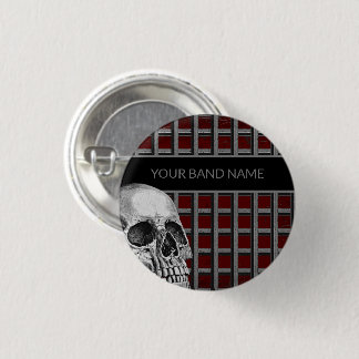 Badge Rond 2,50 Cm Bande Merch Nom personnalisé Skull Rock Roll Metal
