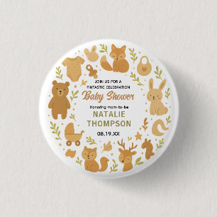 Badge Rond 2,50 Cm Baptême Bébé Garçon Neutre Mignon Animal de Safa